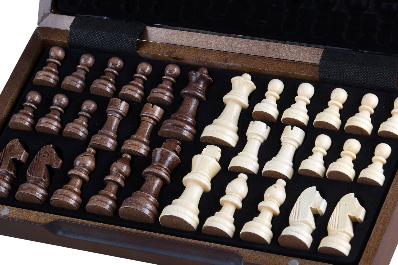 Scacchiera magnetica in legno 31 cm (noce/acero) intarsiata - d70bca704ba08d38534eadc931fb07e3