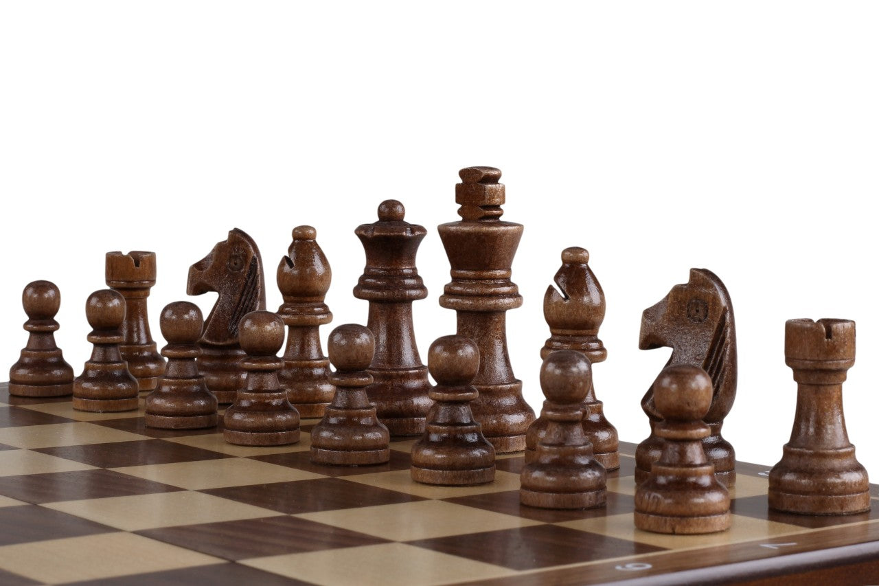 Scacchiera magnetica in legno 31 cm (noce/acero) intarsiata - 22ec522253a5c70227a7c2fc4771e5ca