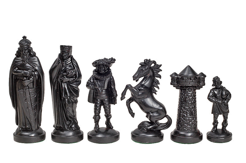 Figure medievali stilizzate di scacchi, crema e nero (re 98 mm) - Figure medievali stilizzate di scacchi, crema e nero (re 98 mm)