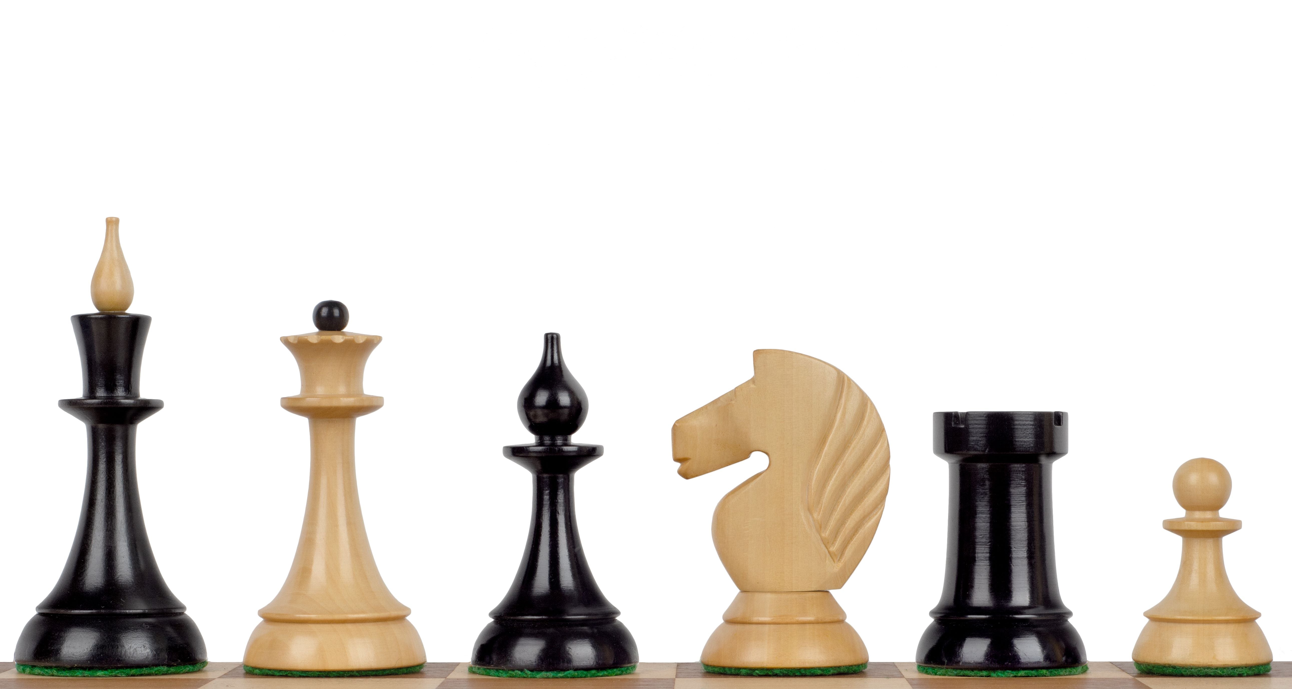 Figure di scacchi Queen's Gambit 1957 Legno di bosso ebano 4 pollici - Figure di scacchi Queen's Gambit 1957 Legno di bosso ebano 4 pollici
