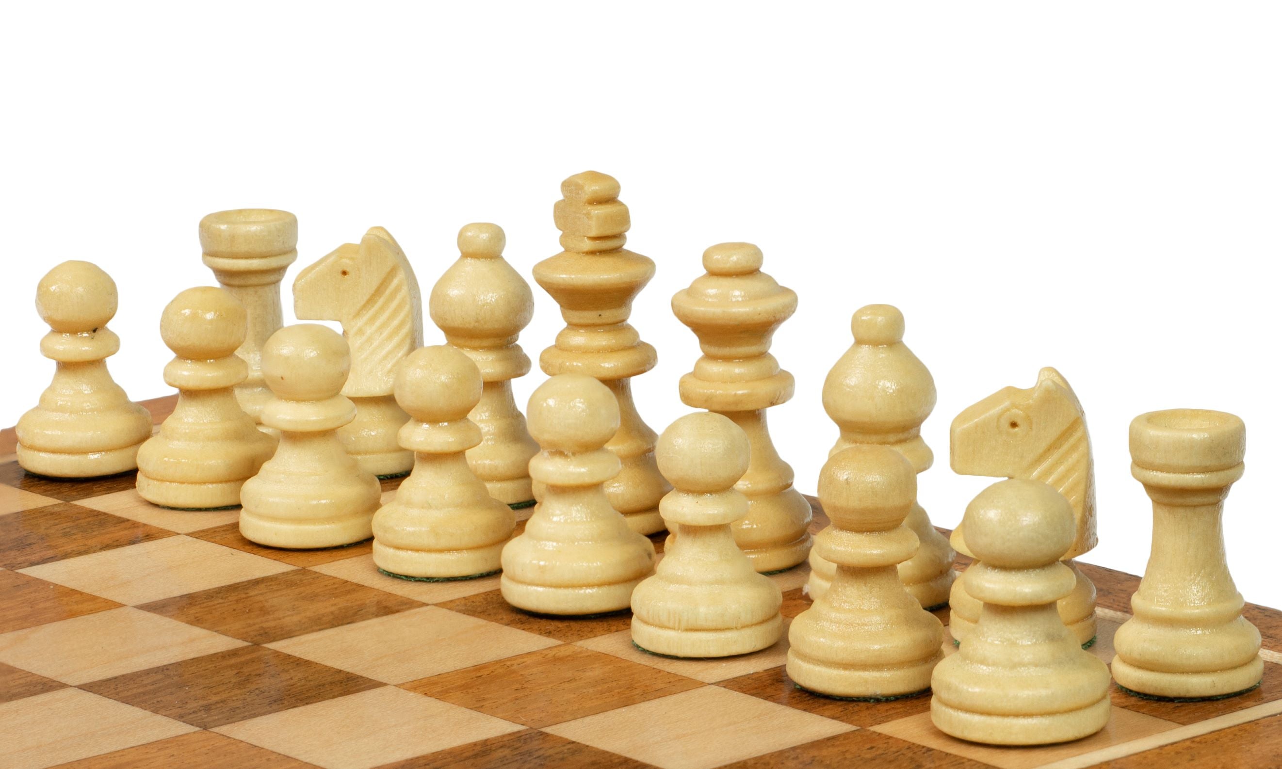 Scacchi MAGNETICI 18 cm con scacchiera intarsiata e cassetto per figure - d5a8ce3317376556d327ec3154fcf98a