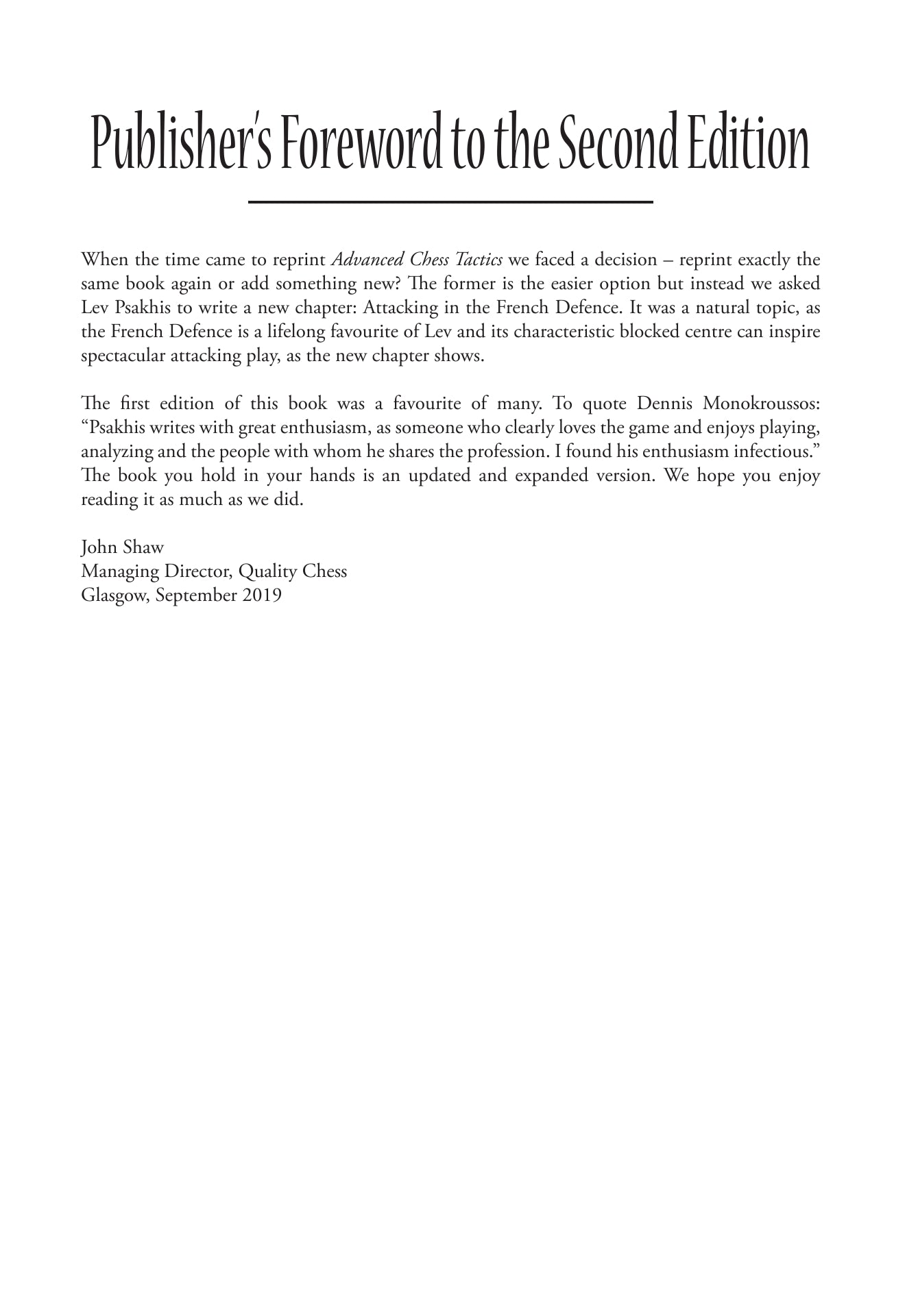 Advanced Chess Tactics 2nd edition by Lev Psakhis (softcover) - 4767d4ca6e0f26bd313edc3c5704cb71