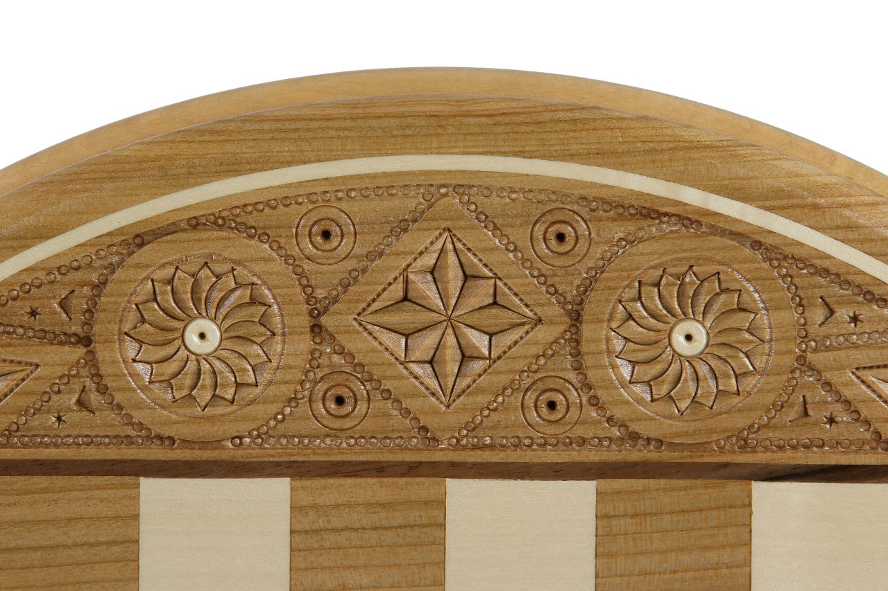 Scacchi Rubin - custodia rotonda intagliata a mano (33 cm) - Scacchi Rubin - custodia rotonda intagliata a mano (33 cm)