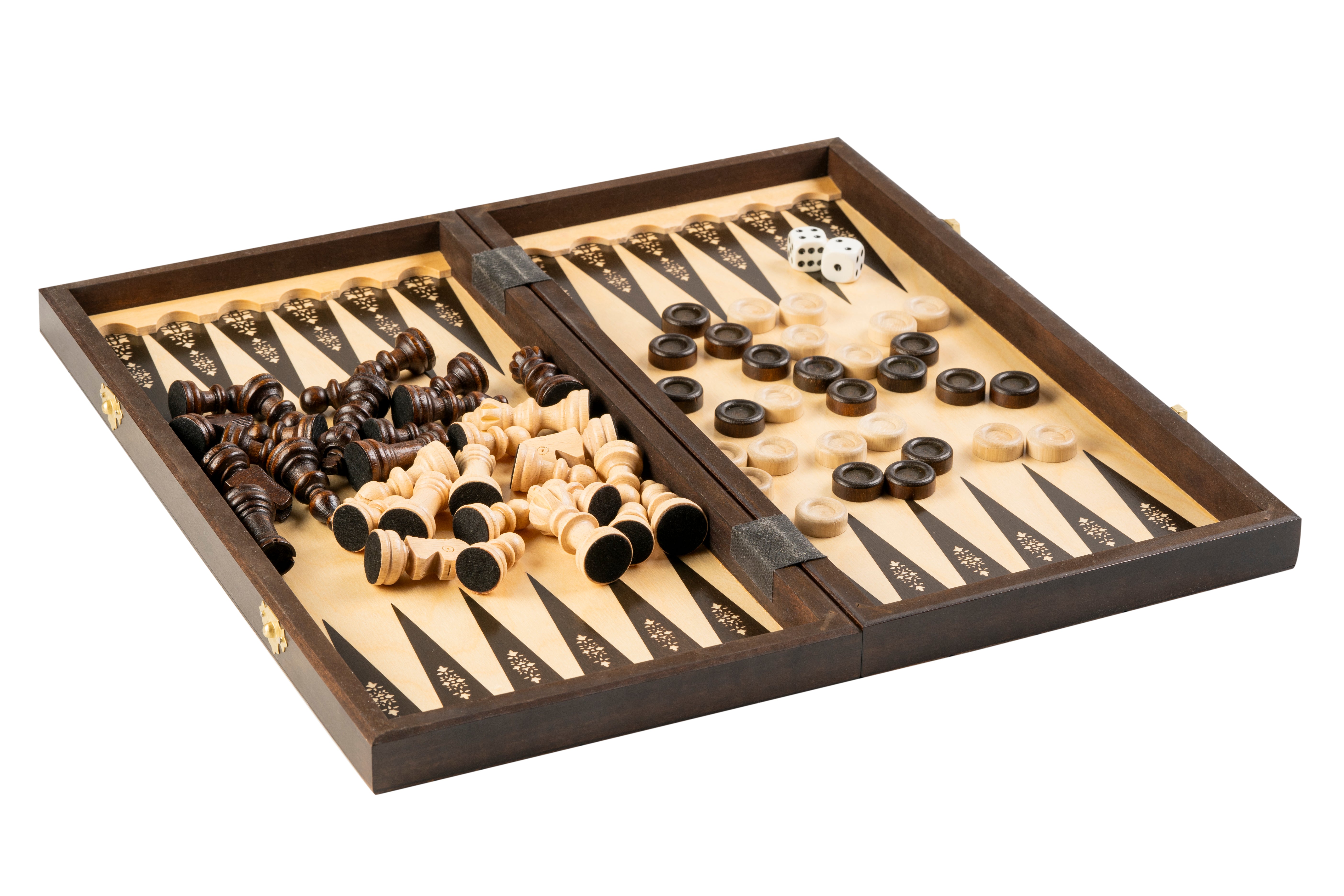 Set in Legno 3 in 1 (40x40cm) Scacchi + Dama + Backgammon - Set in Legno 3 in 1 (40x40cm) Scacchi + Dama + Backgammon