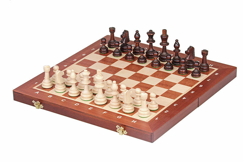 Set di scacchi da torneo n. 4 New Line, intarsiato (42x42 cm) - Set di scacchi da torneo n. 4 New Line, intarsiato (42x42 cm)