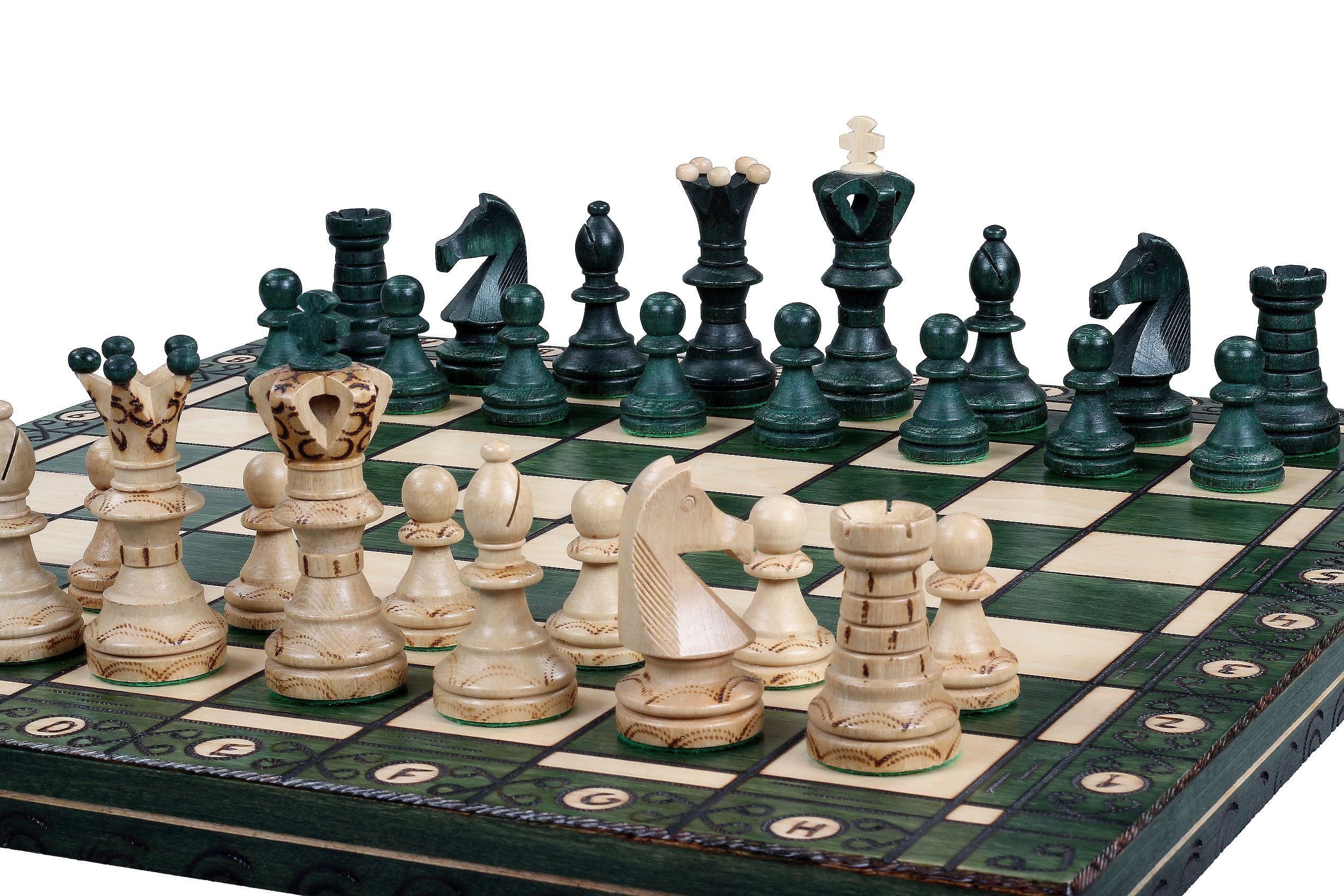 Scacchi di lusso AMBASADOR - grandi (54 x 54 cm), verdi - Scacchi di lusso AMBASADOR - grandi (54 x 54 cm), verdi