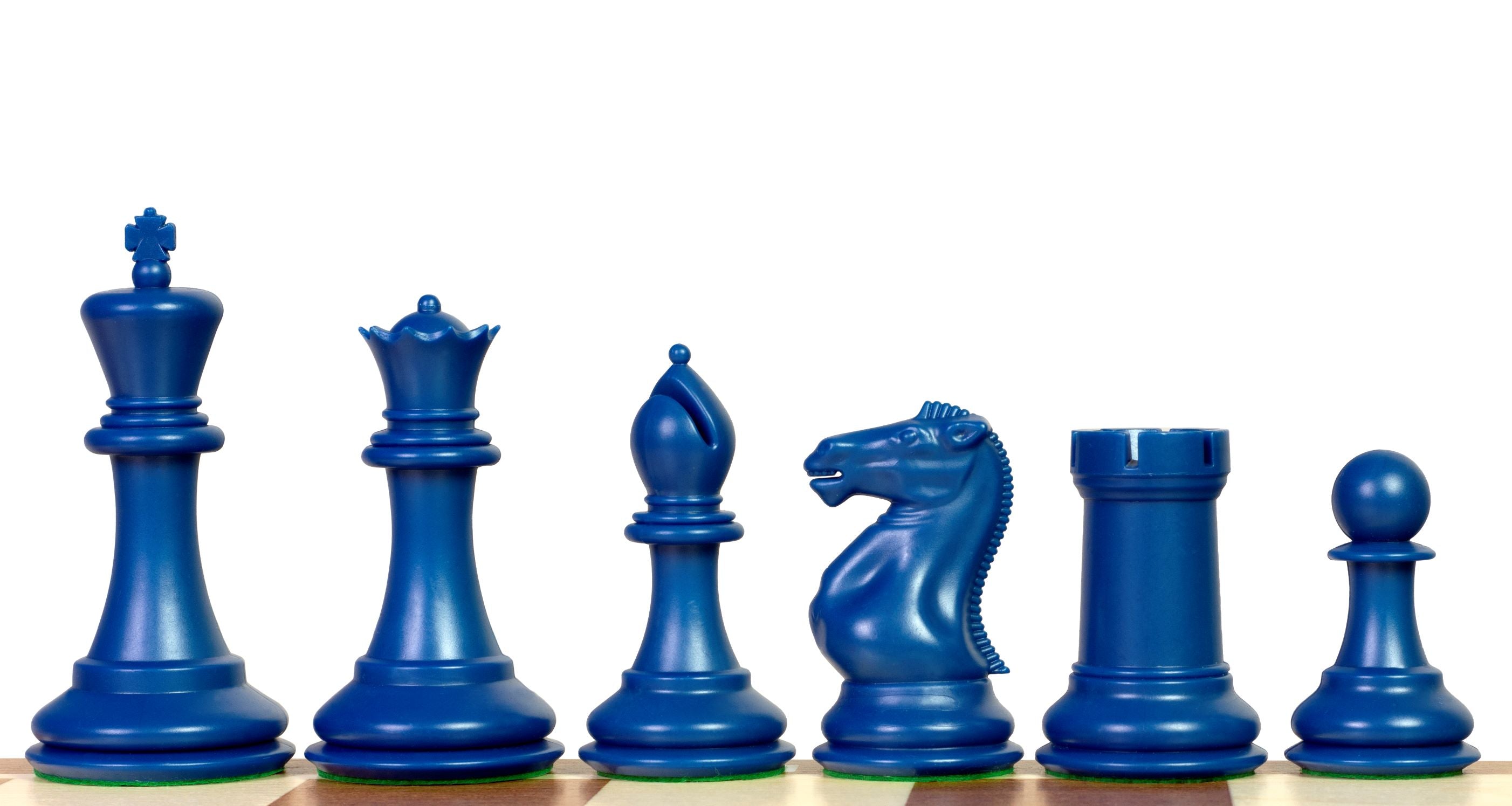 Esclusive figure di scacchi Staunton n. 6, bianco/blu, con peso in metallo (re 95 mm) - be3b78ab08acba76b24f6f271301339d