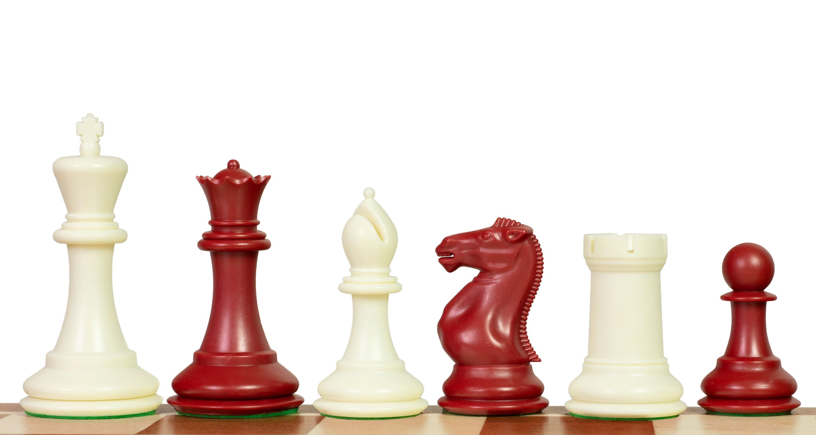 Esclusive figure di scacchi Staunton n. 6, bianco/rosso, con peso in metallo (re 95 mm) - 6c3e4518b83875a6f93b251efb3cc557