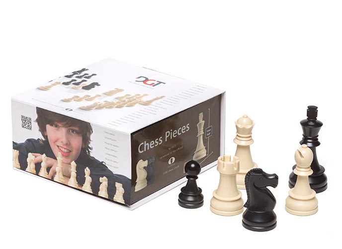 Figure di scacchi in plastica DGT, pesate, altezza re 95 mm, scatola - Figure di scacchi in plastica DGT, pesate, altezza re 95 mm, scatola