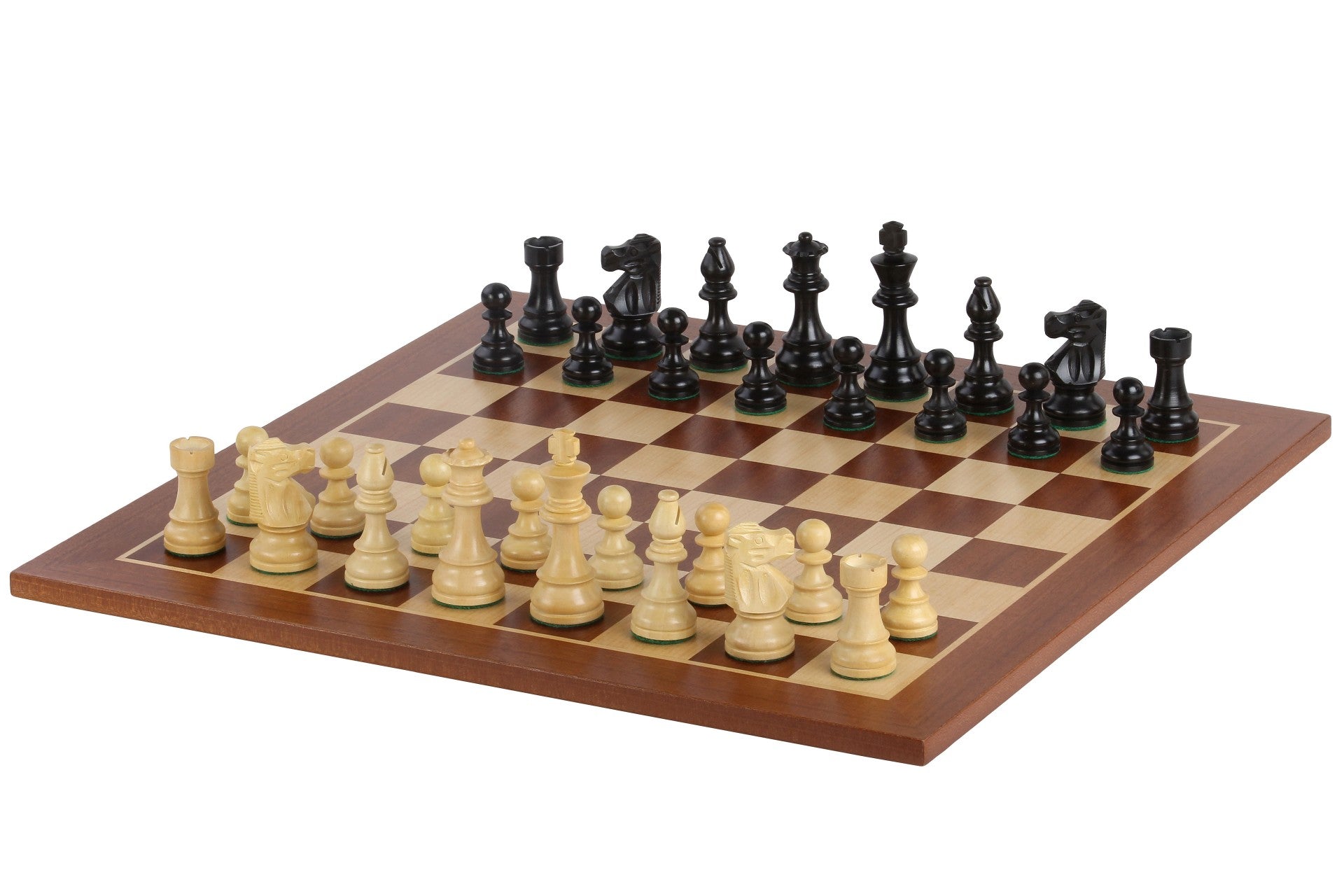 Scacchiera No6 Sapele+pezzi francesi ebanizzati da 3,75". - Scacchiera No6 Sapele+pezzi francesi ebanizzati da 3,75".