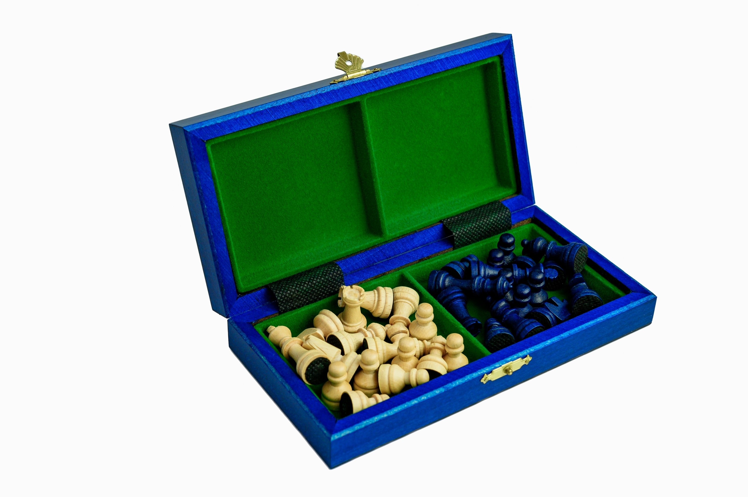 Scacchi scolastici in legno Mini - blu - Scacchi scolastici in legno Mini - blu
