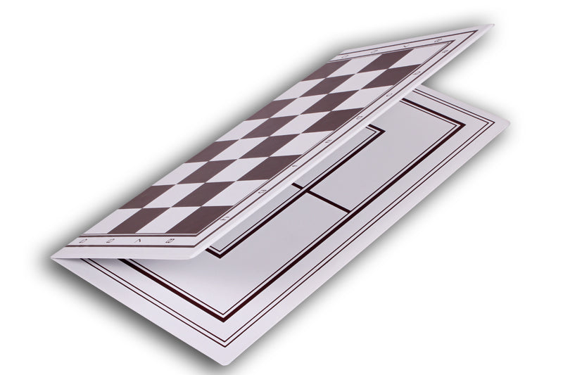 Tavola di plastica bifacciale: scacchi + macinino, (32,5x32,5 cm), pieghevole, bianca e marrone - d5e329c4ed8136d252b0fd49eb02e3c5