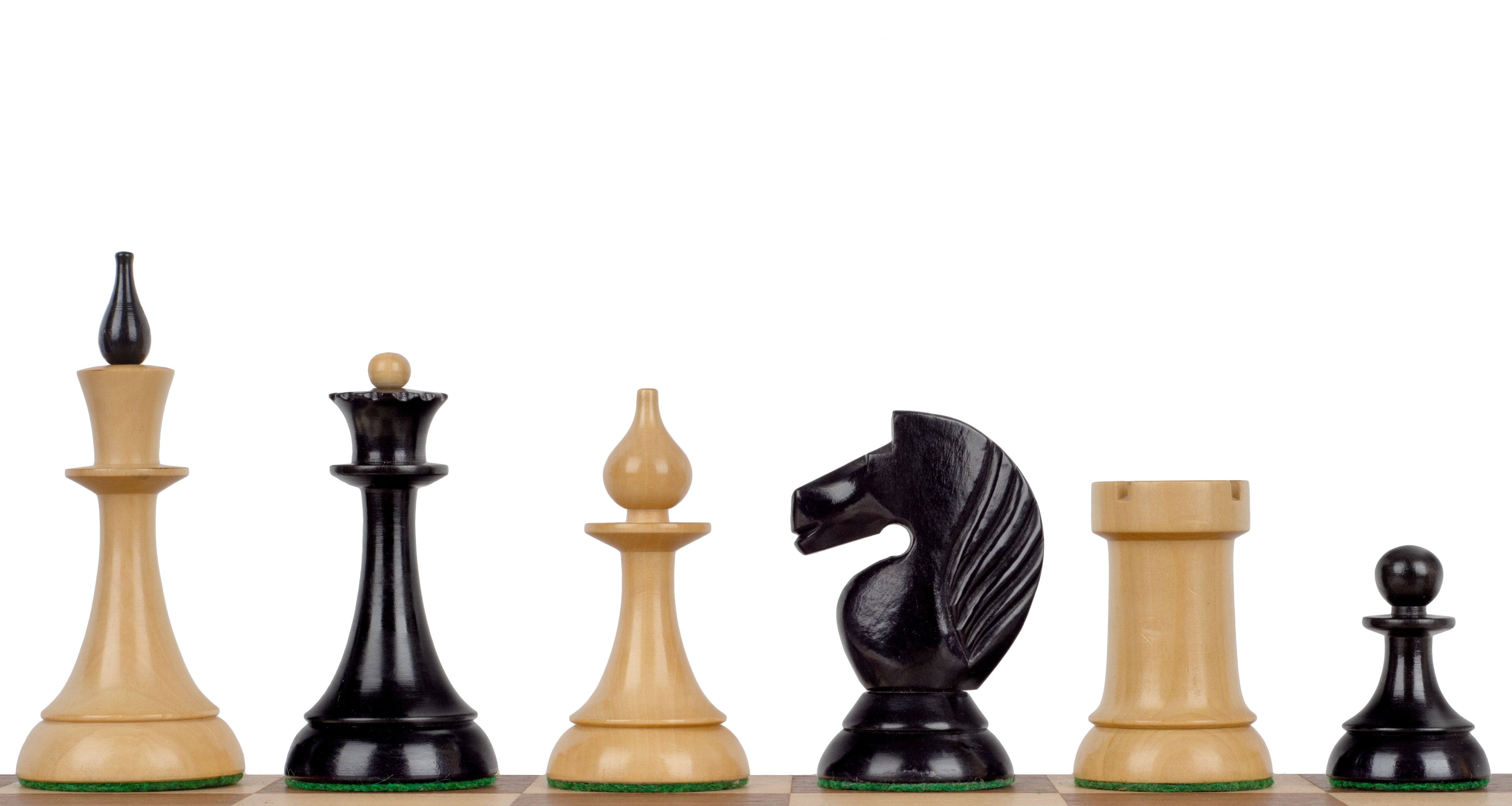 Figure di scacchi Queen's Gambit 1957 Legno di bosso ebano 4 pollici - Figure di scacchi Queen's Gambit 1957 Legno di bosso ebano 4 pollici