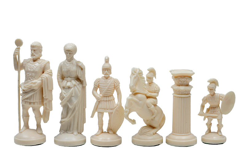 Figure di scacchi stilizzati dell'Impero Romano, crema e nero (re 98 mm) - Figure di scacchi stilizzati dell'Impero Romano, crema e nero (re 98 mm)