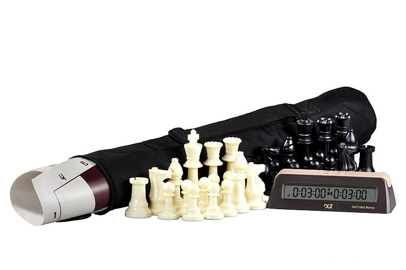 SET TURNAMENT 1 (1x pezzi + scacchiera rotante + orologio per scacchi + borsa) - SET TURNAMENT 1 (1x pezzi + scacchiera rotante + orologio per scacchi + borsa)
