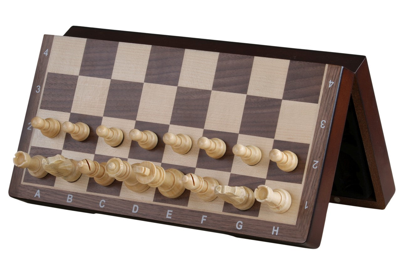 Scacchiera magnetica in legno 31 cm (noce/acero) intarsiata - 50de15d7a3b8eecde217f1ee2db3a2cb