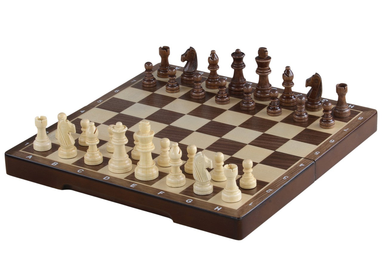 Scacchiera magnetica in legno 31 cm (noce/acero) intarsiata - 737ee5a962fbc5e4da676a5bfea734a7