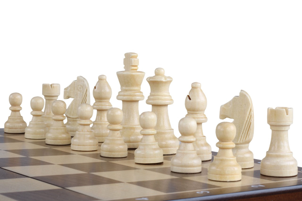 Scacchiera magnetica in legno 31 cm (noce/acero) intarsiata - b77c871e447333922cad34d19dd25ed0