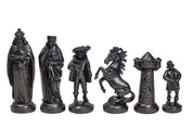 Figure medievali stilizzate di scacchi, crema e nero (re 98 mm)