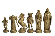 Figure medievali stilizzate di scacchi, nero e oro (re 98 mm)