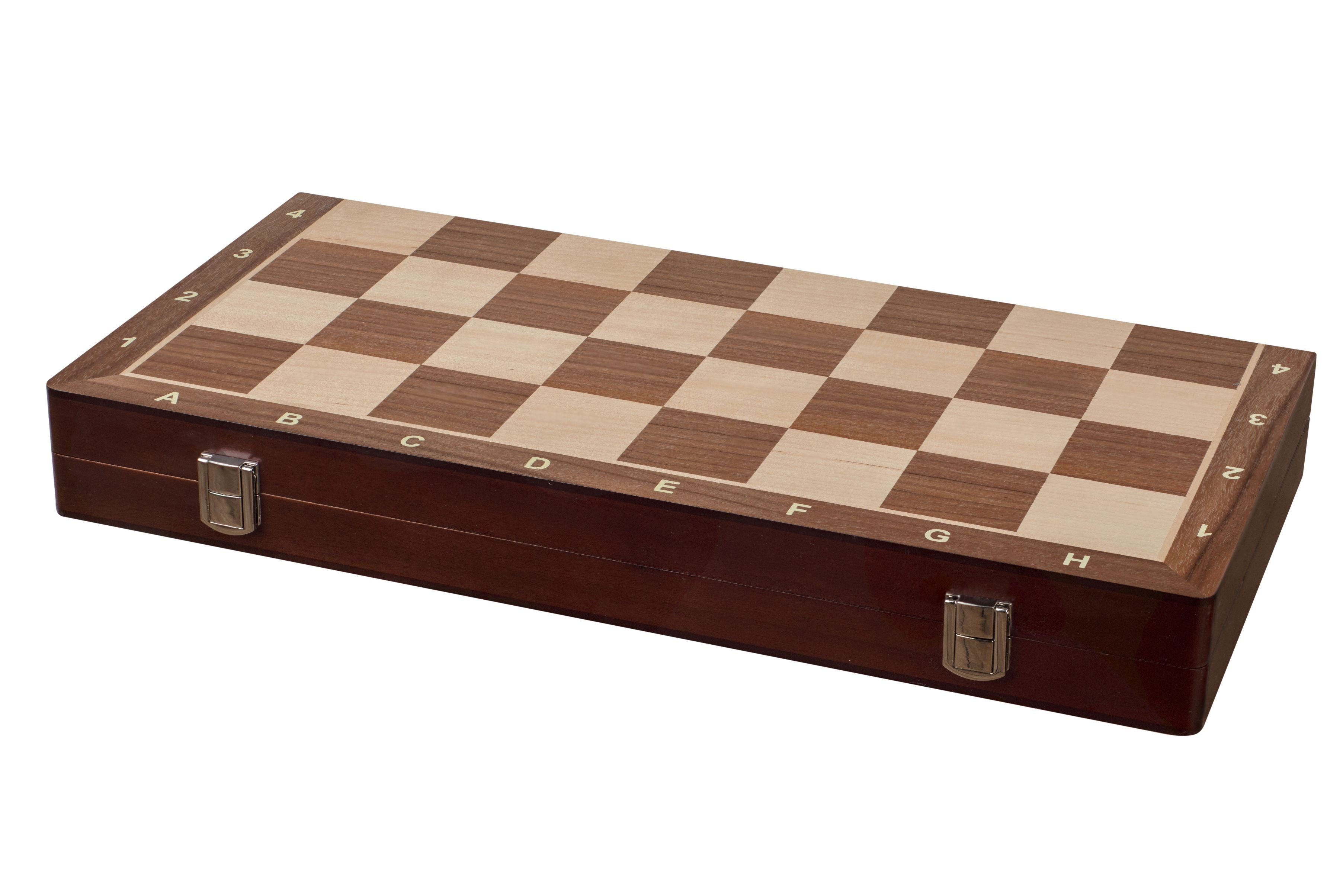 Scacchi da torneo Sunrise Exclusive (45x45 cm) noce/acero - Scacchi da torneo Sunrise Exclusive (45x45 cm) noce/acero