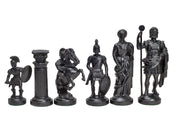 Figure di scacchi stilizzati dell'Impero Romano, crema e nero (re 98 mm)
