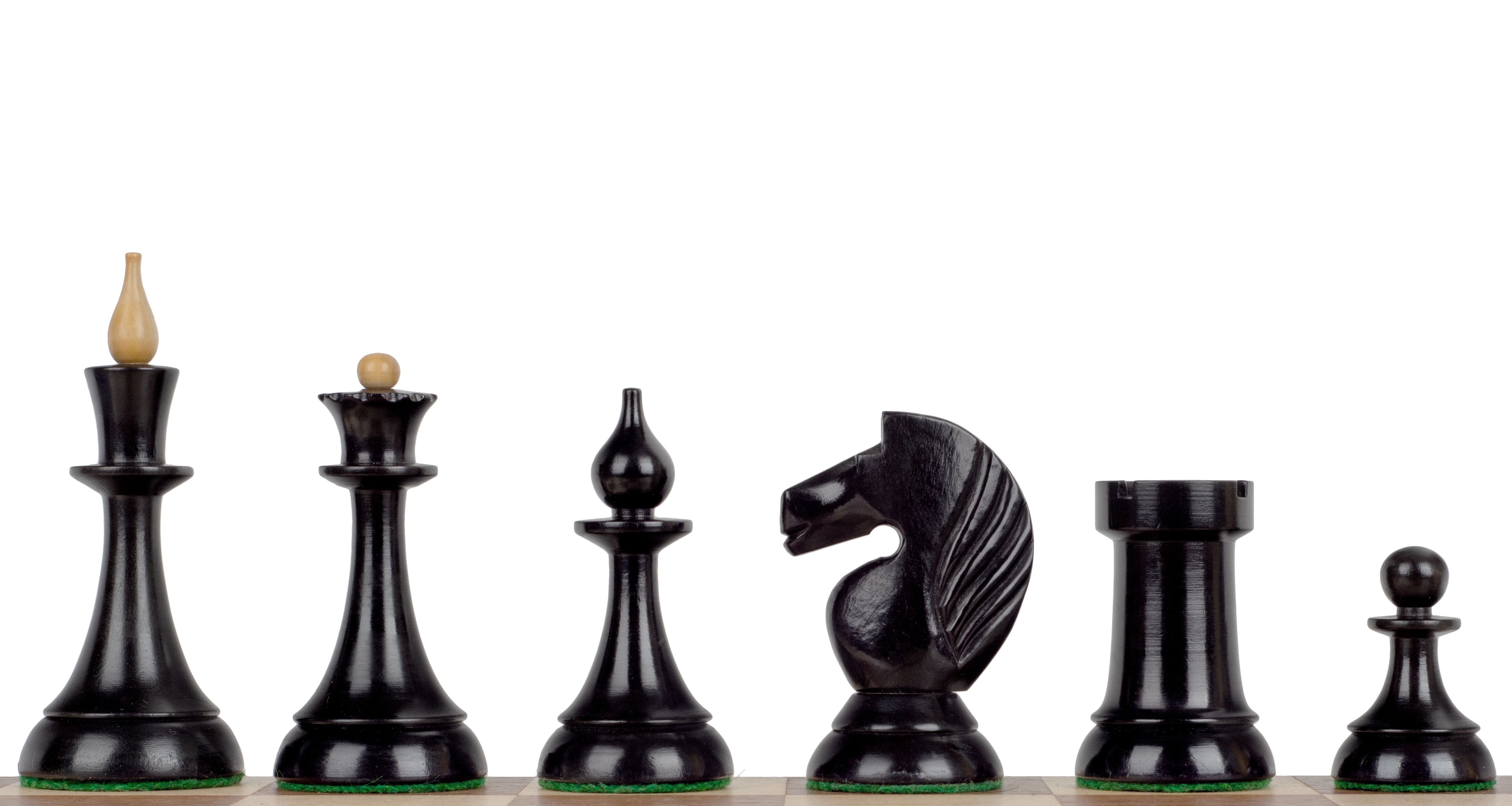 Figure di scacchi Queen's Gambit 1957 Legno di bosso ebano 4 pollici - Figure di scacchi Queen's Gambit 1957 Legno di bosso ebano 4 pollici