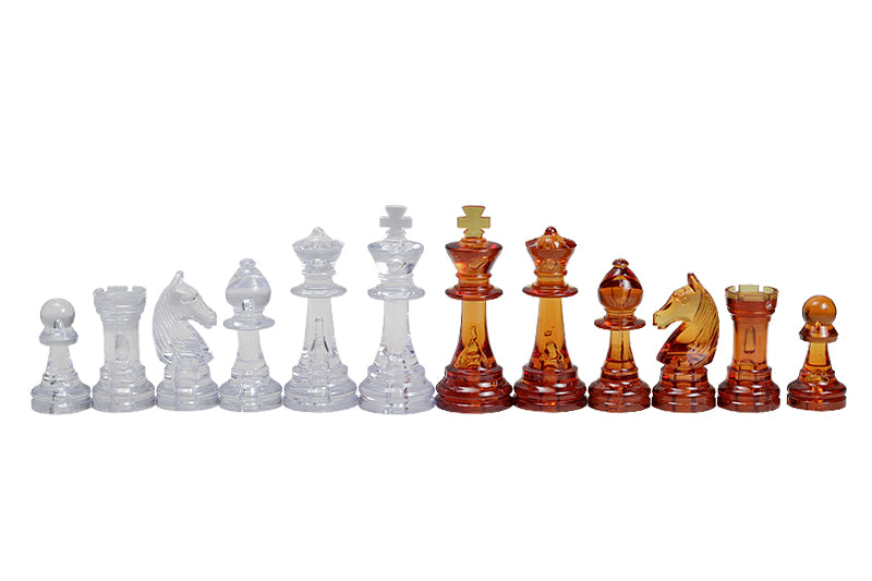 Figure di scacchi Staunton n. 6, ambra trasparente (re 96 mm) - Figure di scacchi Staunton n. 6, ambra trasparente (re 96 mm)