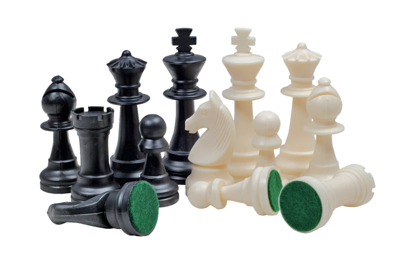 Figure di scacchi Staunton n. 6, crema e nero (re 96 mm) - Figure di scacchi Staunton n. 6, crema e nero (re 96 mm)