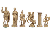 Figure di scacchi stilizzate dell'Impero Romano, nere e dorate, con peso in metallo (re 98 mm)