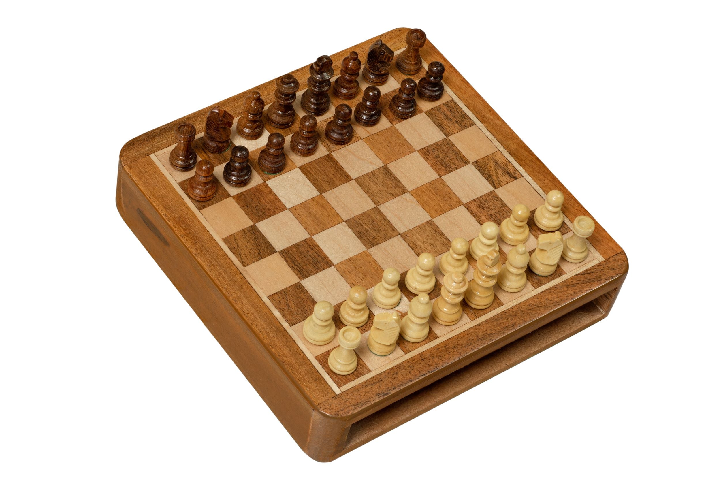 Scacchi MAGNETICI 18 cm con scacchiera intarsiata e cassetto per figure - 4ddd1494b48cec535c32a1947e2a8cd5