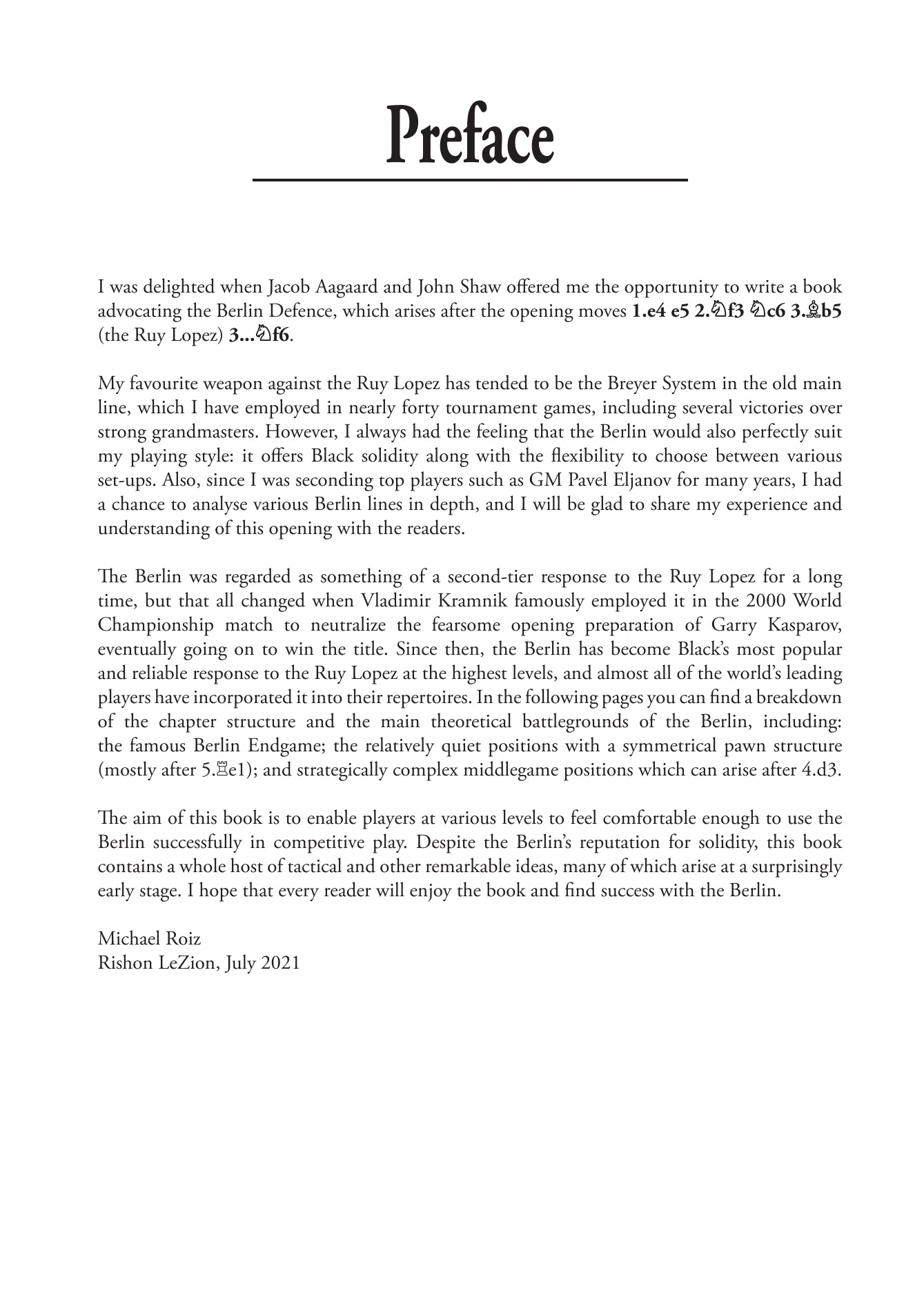 The Berlin Defence by Michael Roiz (hardcover) - 61bc3a2e25be53b7ccbb9a446167c853