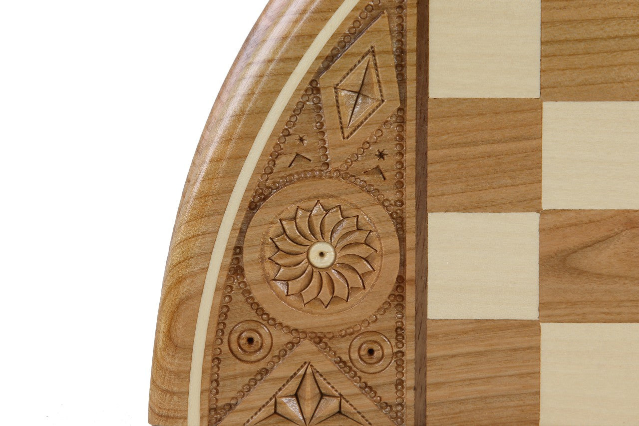 Scacchi Rubin - custodia rotonda intagliata a mano (33 cm) - Scacchi Rubin - custodia rotonda intagliata a mano (33 cm)