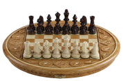 Scacchi Rubin - custodia rotonda intagliata a mano (33 cm)