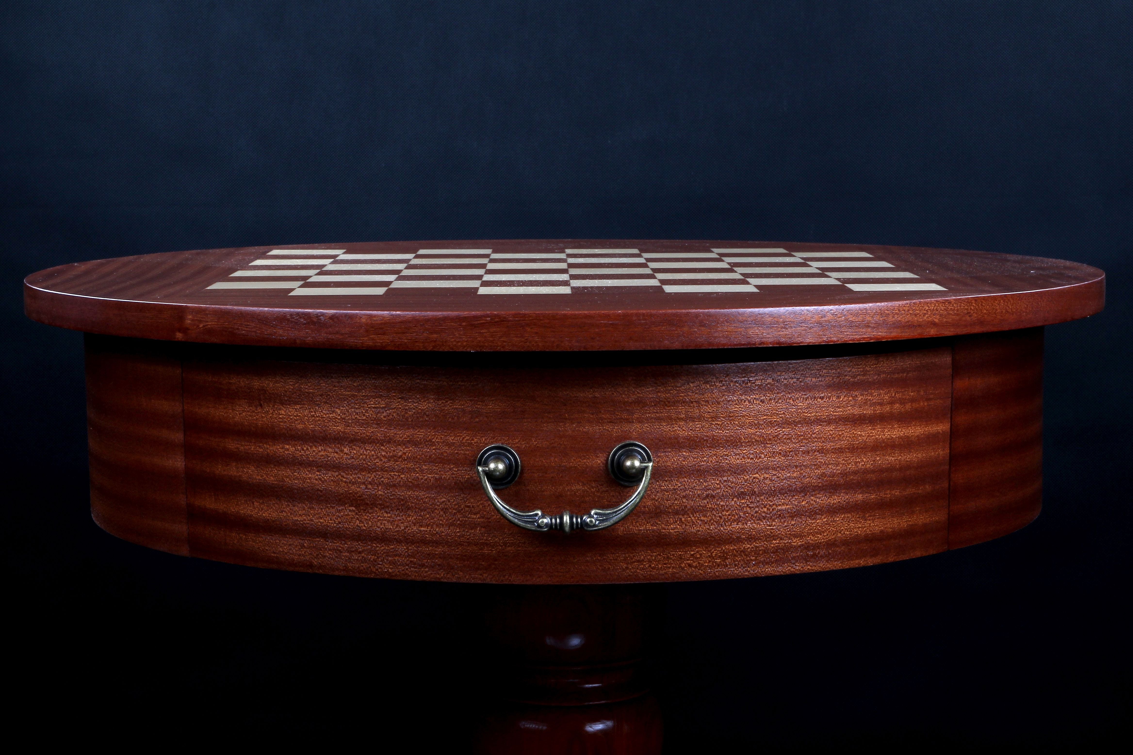 Tavolo da scacchi de Lux, rotondo, senza figure (altezza 77 cm) - cccaed10ff2bd45c77cee65ee9e0cc32