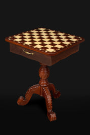 Tavolo da scacchi in mogano scuro (altezza 75 cm) - SENZA FIGURE