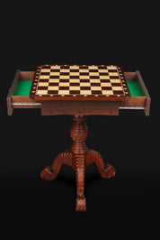 Tavolo da scacchi in mogano scuro (altezza 75 cm) - SENZA FIGURE
