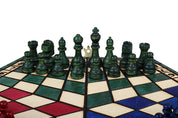 Set di scacchi per tre giocatori (32x28cm) tricolore