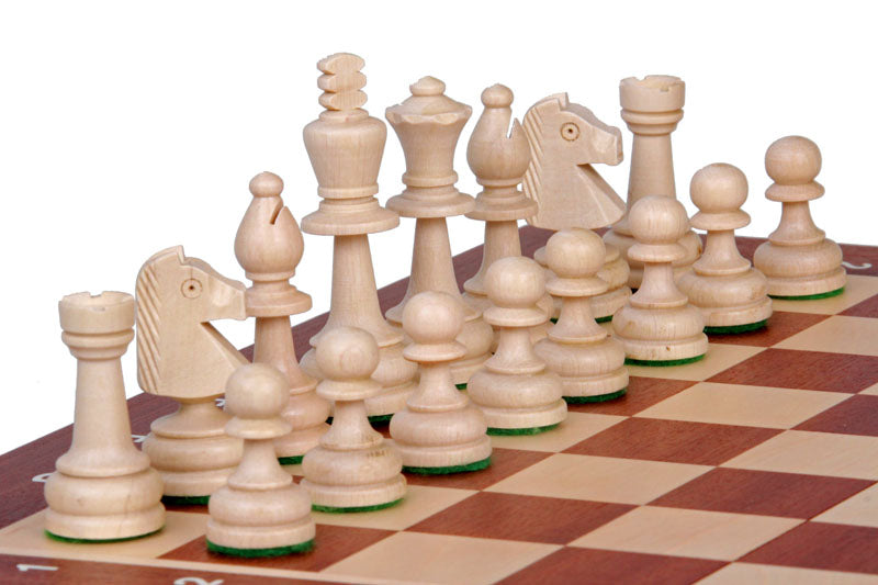 Set di scacchi da torneo n. 4 New Line, intarsiato (42x42 cm) - Set di scacchi da torneo n. 4 New Line, intarsiato (42x42 cm)