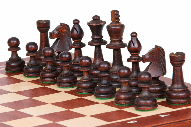 Set di scacchi da torneo n. 4 New Line, intarsiato (42x42 cm) - Set di scacchi da torneo n. 4 New Line, intarsiato (42x42 cm)