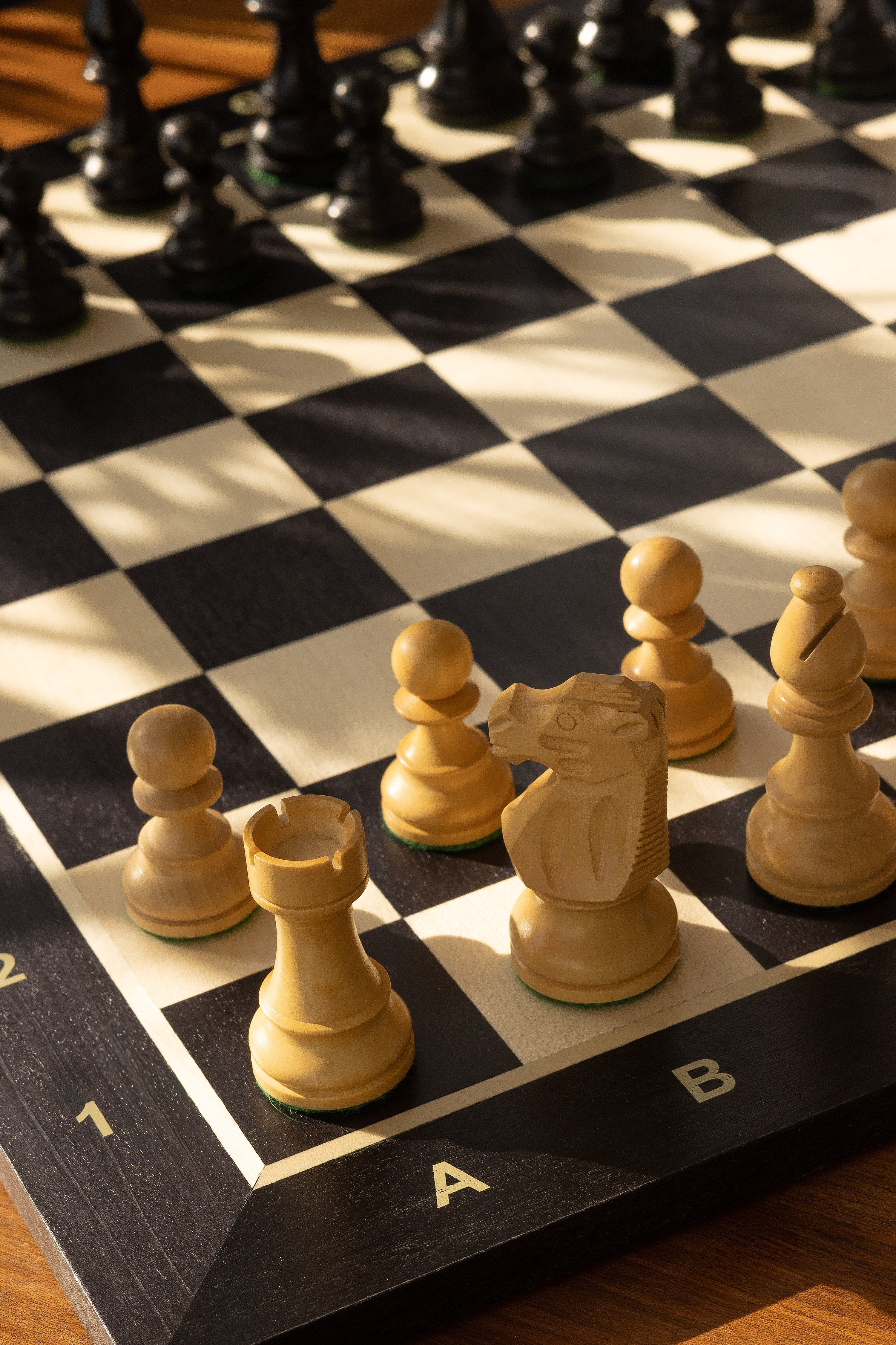 Scacchiera nera No5 + 3,5 Pezzi francesi ebanizzati - Scacchiera nera No5 + 3,5 Pezzi francesi ebanizzati
