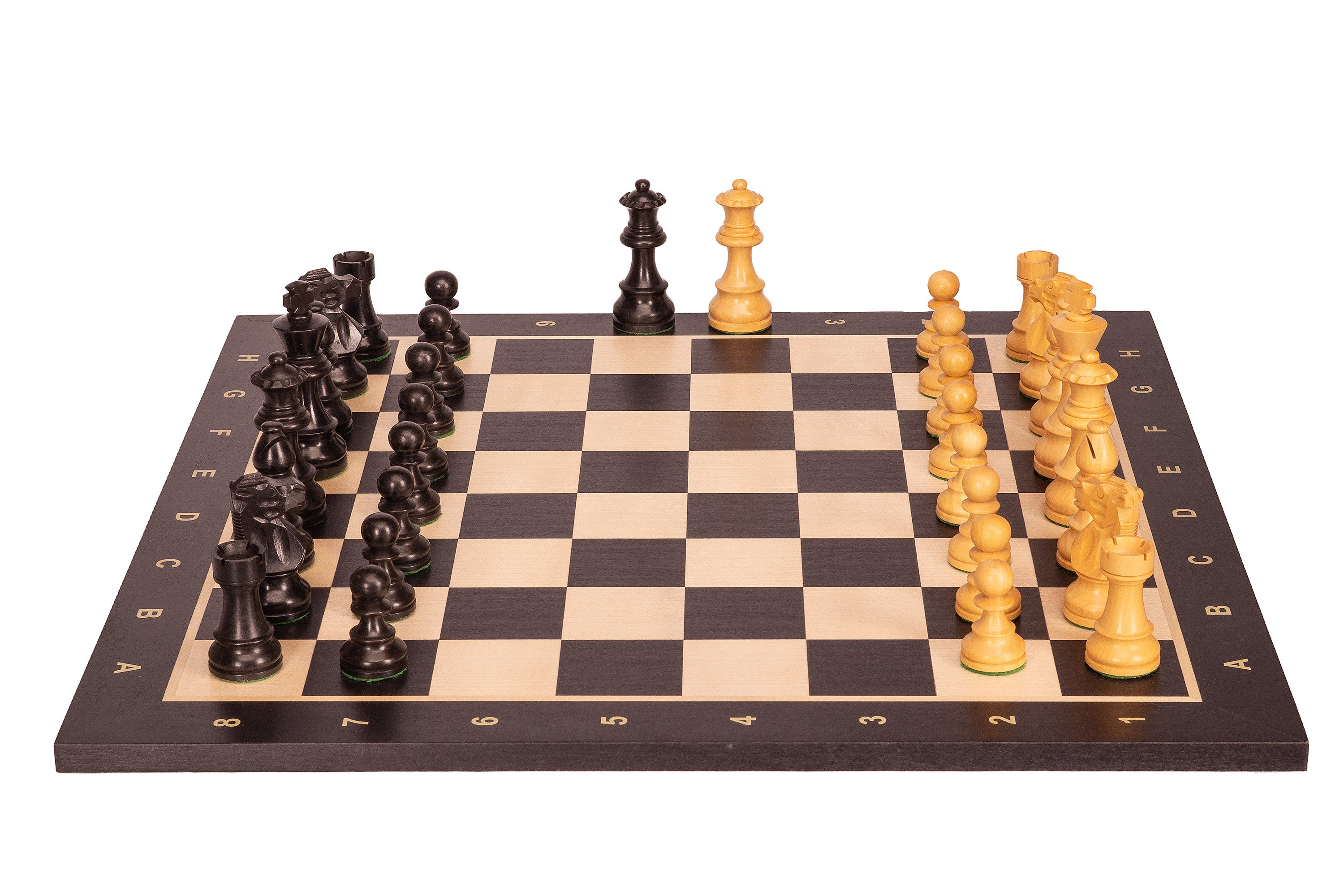 Scacchiera nera No5 + 3,5 Pezzi francesi ebanizzati - Scacchiera nera No5 + 3,5 Pezzi francesi ebanizzati
