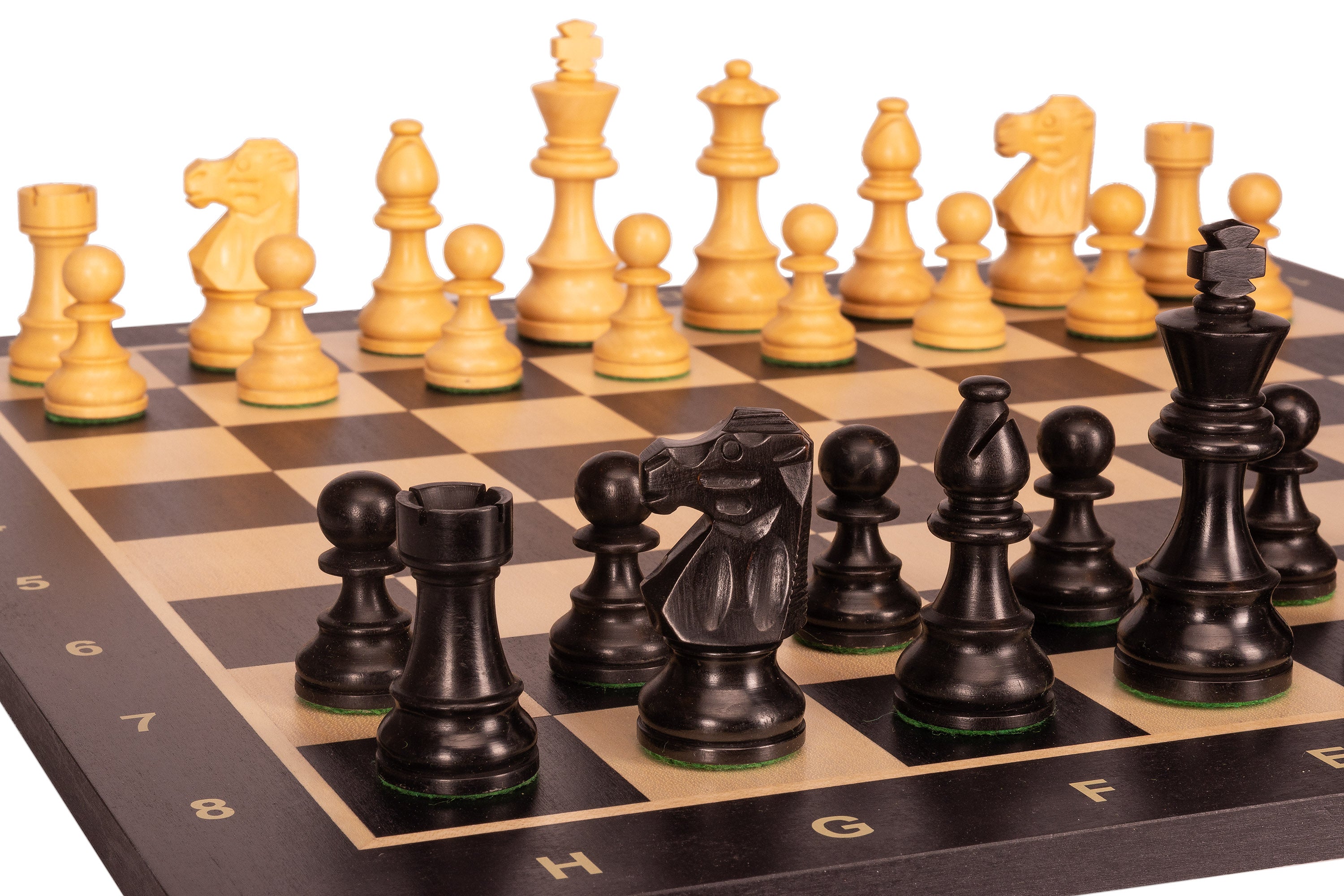 Scacchiera nera No5 + 3,5 Pezzi francesi ebanizzati - Scacchiera nera No5 + 3,5 Pezzi francesi ebanizzati