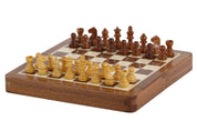 Mini scacchi MAGNETICI con scacchiera intarsiata 18 cm