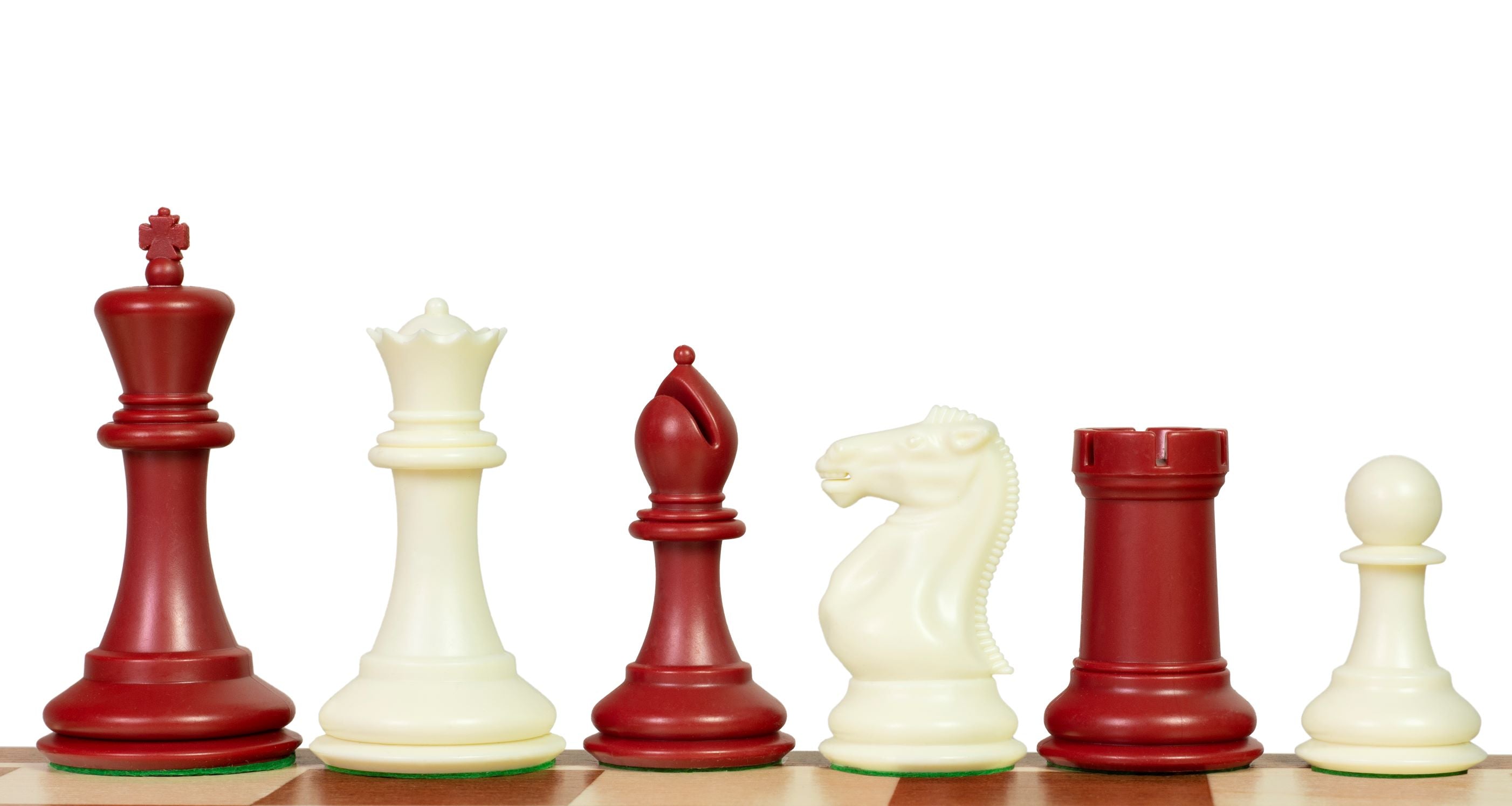 Esclusive figure di scacchi Staunton n. 6, bianco/rosso, con peso in metallo (re 95 mm) - 83cd447fe746c7511a4879b5369042d2