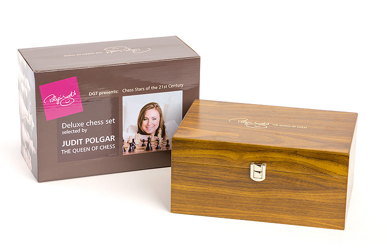Figure di scacchi deluxe Judit Polgar n. 6 - 3,75" in scrigno di legno - Figure di scacchi deluxe Judit Polgar n. 6 - 3,75" in scrigno di legno