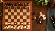 Wooden magnetic chess set + wooden checkers (38x38cm)
