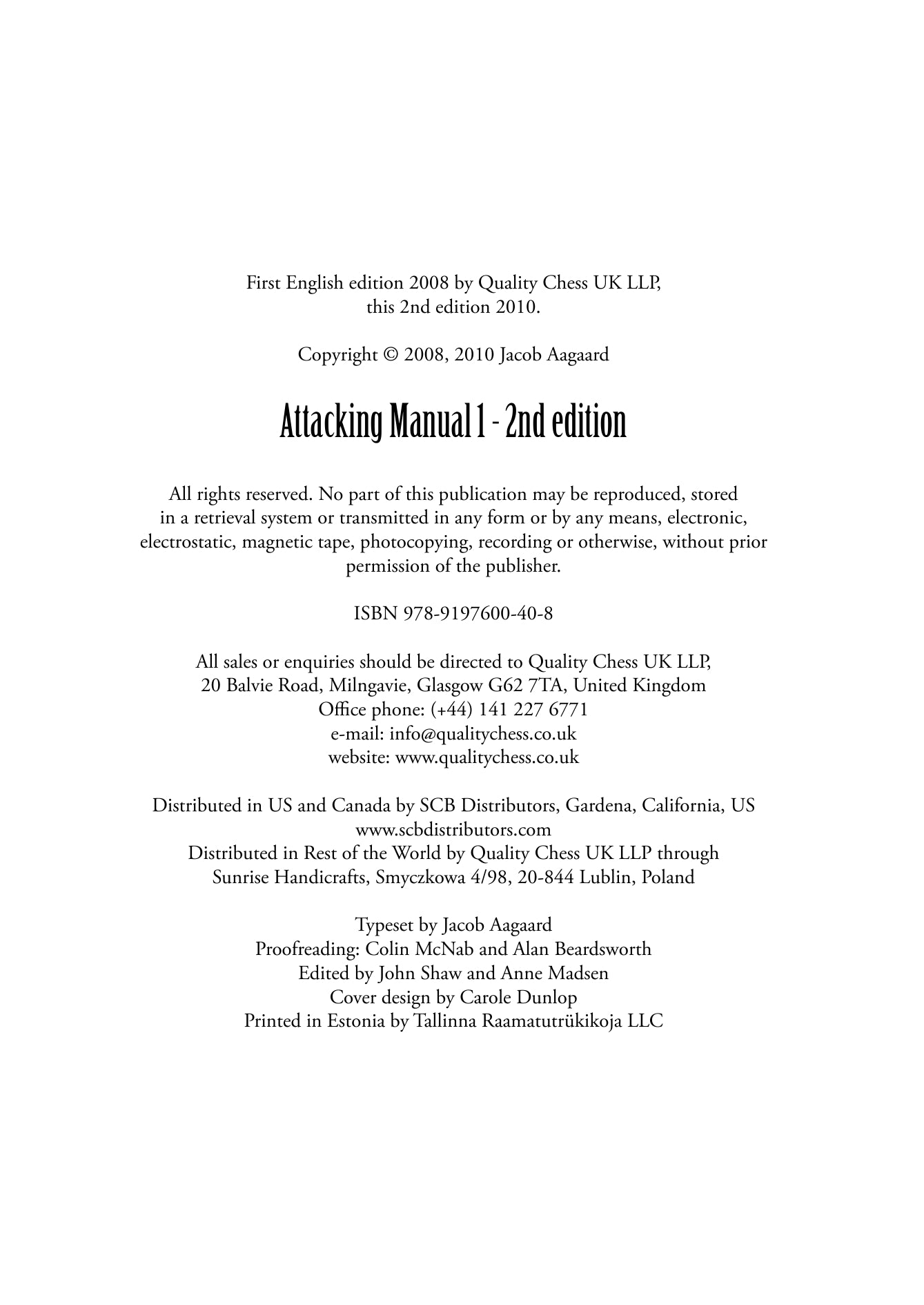 The Attacking Manual 1 2nd edition - by Jacob Aagaard (hardcover) - 925326ec1754362c5cbc6d7a005a1f6c