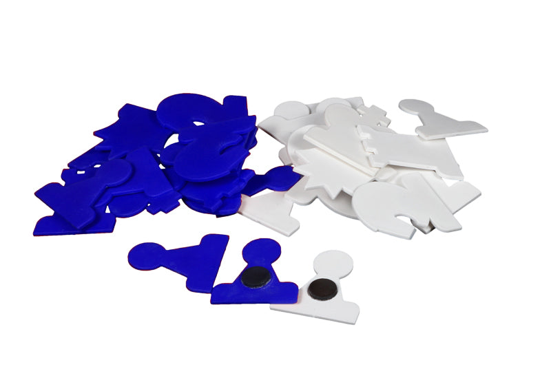 Figure magnetiche per scacchi dimostrativi, bianco/blu (re 75 mm) - Figure magnetiche per scacchi dimostrativi, bianco/blu (re 75 mm)