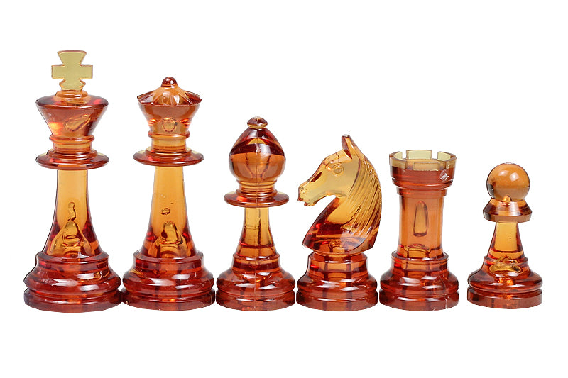 Figure di scacchi Staunton n. 6, ambra trasparente (re 96 mm) - Figure di scacchi Staunton n. 6, ambra trasparente (re 96 mm)